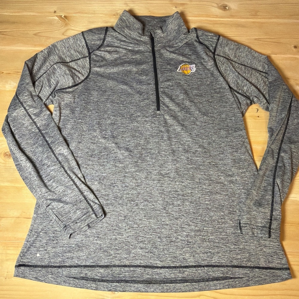 Women's Los Angeles Lakers Antigua Half Zip Jacket Gray NBA Size XL